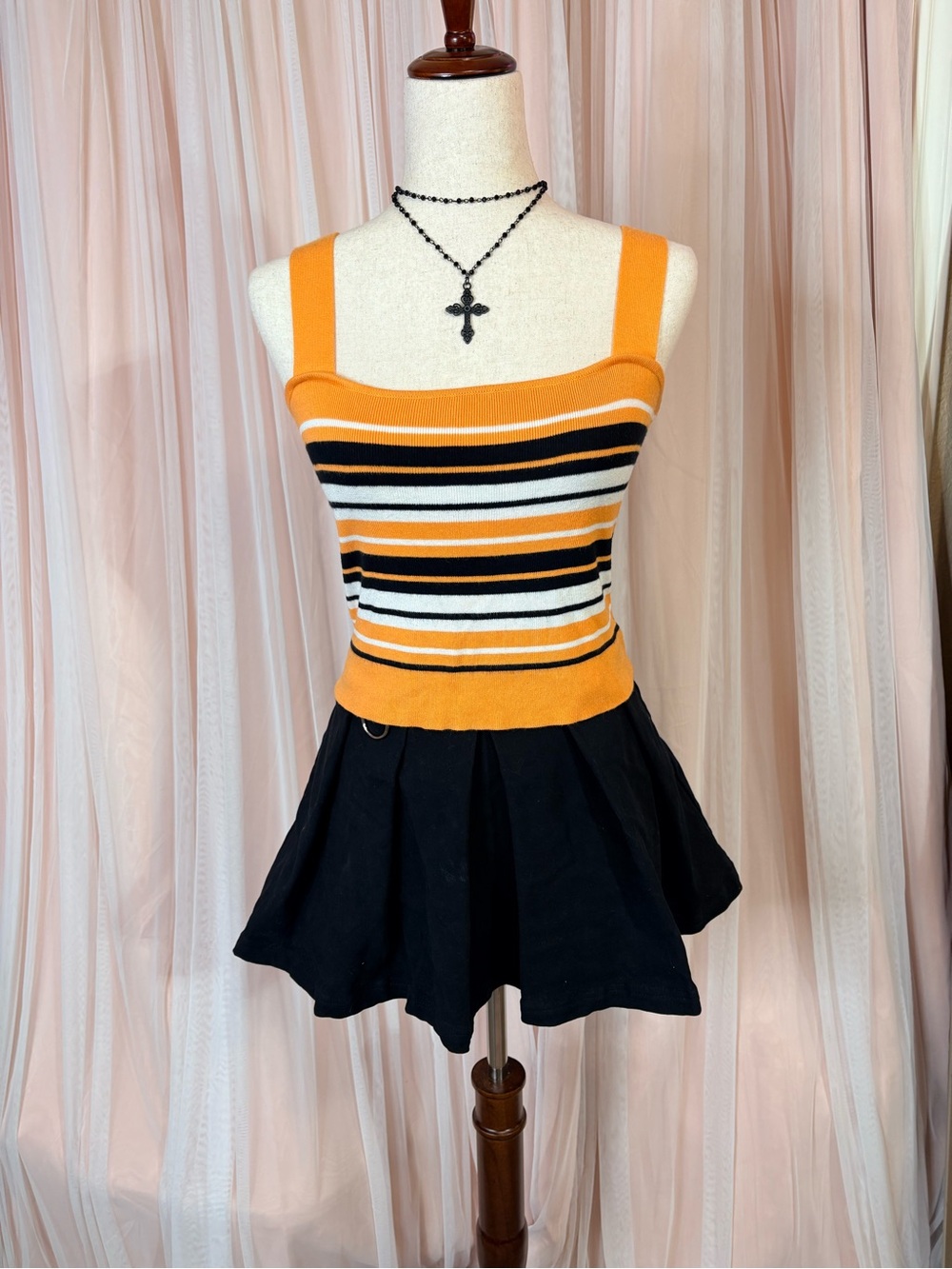 Y2K Orange Striped Sweater Knit Tank | Jon & Anna | Retro Prep